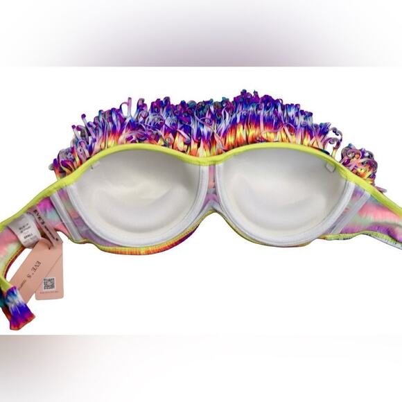 Eve's Temptation Psychedelic Fringed Push Up Bikini Swimsuit SMALL NEW Hyperpop - Picture 10 of 15